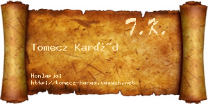 Tomecz Karád névjegykártya
